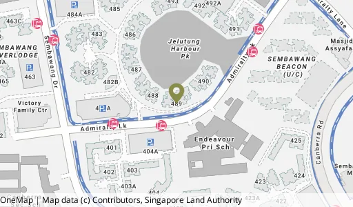 Location map of Blk 489 Admiralty Link, a HDB resale block in Sembawang, Singapore