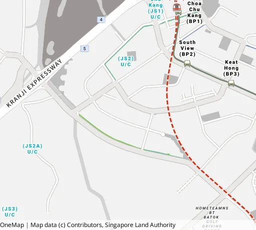 Map of the area around Blk 489D Choa Chu Kang Ave 5 in Choa Chu Kang, showing 400 m and 1 km rings and 3 primary schools within 1 km