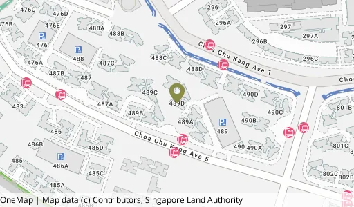 Location map of Blk 489D Choa Chu Kang Ave 5, a HDB resale block in Choa Chu Kang, Singapore