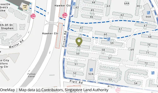 Location map of Blk 49 Circuit Rd, a HDB resale block in Geylang, Singapore