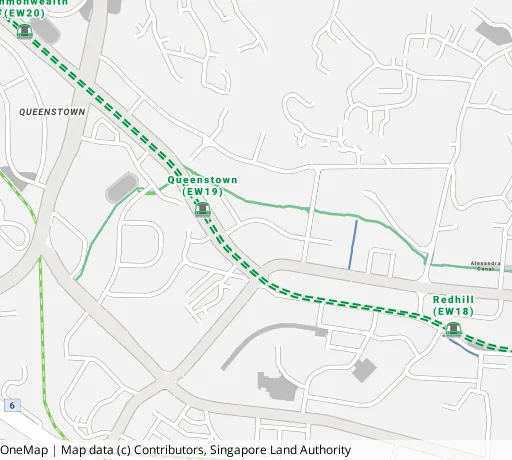 Map of the area around Blk 49 Strathmore Ave in Queenstown, showing 400 m and 1 km rings and 1 primary school within 1 km