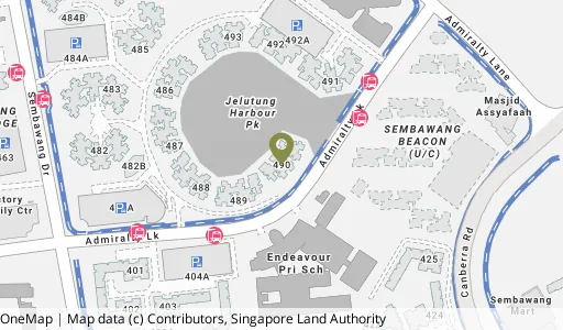 Location map of Blk 490 Admiralty Link, a HDB resale block in Sembawang, Singapore
