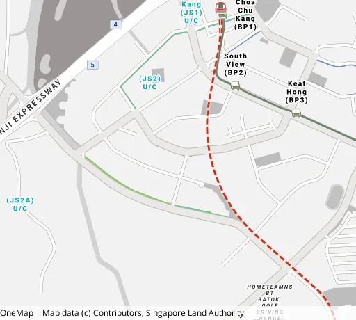 Map of the area around Blk 490C Choa Chu Kang Ave 5 in Choa Chu Kang, showing 400 m and 1 km rings and 3 primary schools within 1 km