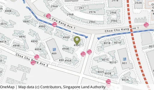 Location map of Blk 490C Choa Chu Kang Ave 5, a HDB resale block in Choa Chu Kang, Singapore