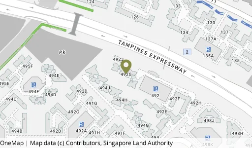 Location map of Blk 492G Tampines St 45, a HDB resale block in Tampines, Singapore