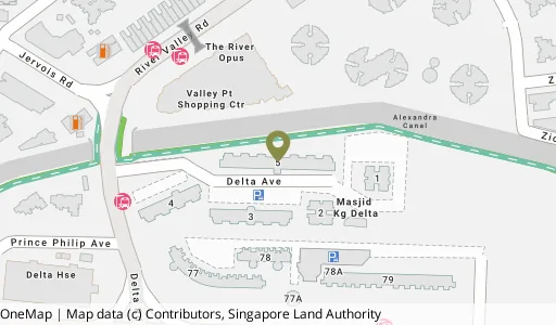 Location map of Blk 5 Delta Ave, a HDB resale block in Bukit Merah, Singapore