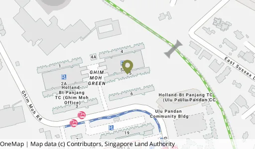 Location map of Blk 5 Ghim Moh Rd, a HDB resale block in Queenstown, Singapore
