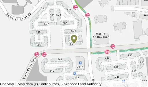 Location map of Blk 501 Bt Batok St 52, a HDB resale block in Bukit Batok, Singapore