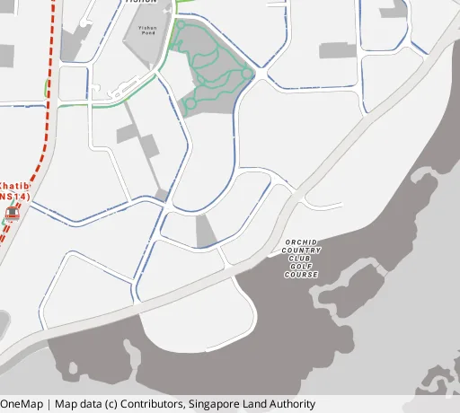 Map of the area around Blk 504C Yishun St 51 in Yishun, showing 400 m and 1 km rings and 2 primary schools within 1 km