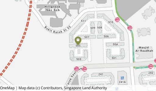 Location map of Blk 505 Bt Batok St 52, a HDB resale block in Bukit Batok, Singapore