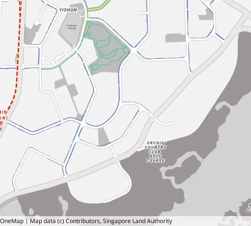 Map of the area around Blk 505D Yishun St 51 in Yishun, showing 400 m and 1 km rings and 3 primary schools within 1 km