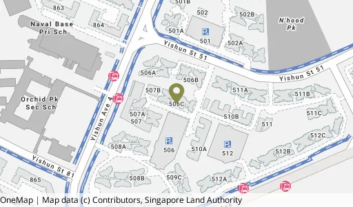 Location map of Blk 506C Yishun Ave 4, a HDB resale block in Yishun, Singapore