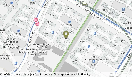 Location map of Blk 508 Jelapang Rd, a HDB resale block in Bukit Panjang, Singapore
