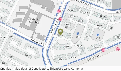 Location map of Blk 508A Yishun Ave 4, a HDB resale block in Yishun, Singapore