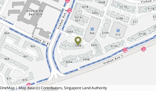 Location map of Blk 508B Yishun Ave 4, a HDB resale block in Yishun, Singapore