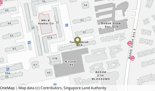 Location map of Blk 51 New Upp Changi Rd, a HDB resale block in Bedok, Singapore
