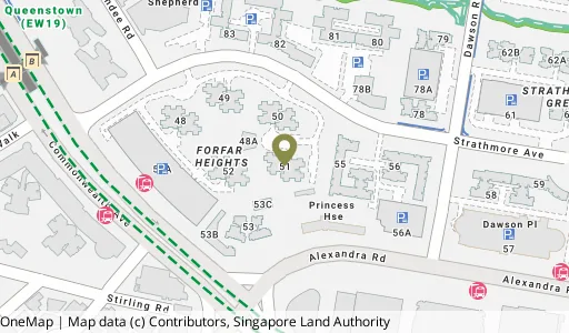 Location map of Blk 51 Strathmore Ave, a HDB resale block in Queenstown, Singapore