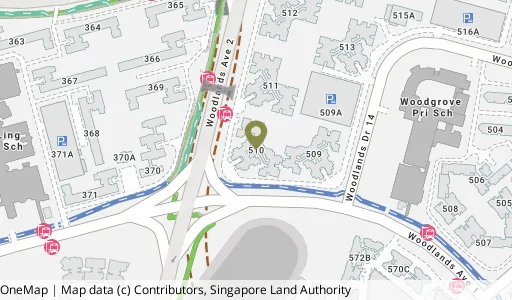 Location map of Blk 510 Woodlands Dr 14, a HDB resale block in Woodlands, Singapore