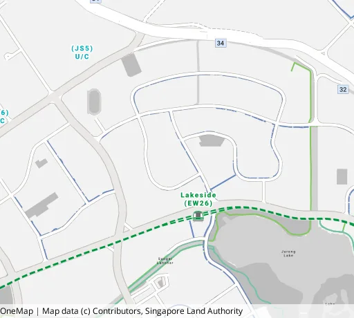 Map of the area around Blk 511 Jurong West St 52 in Jurong West, showing 400 m and 1 km rings and 3 primary schools within 1 km