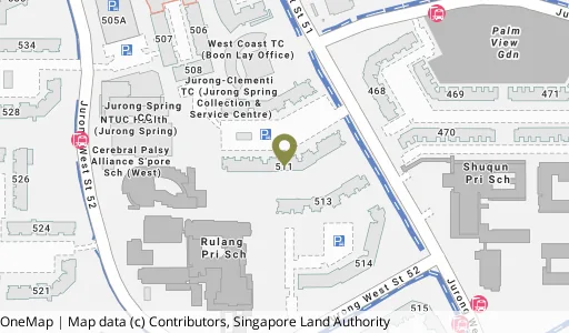 Location map of Blk 511 Jurong West St 52, a HDB resale block in Jurong West, Singapore