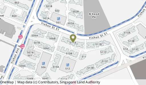 Location map of Blk 511A Yishun St 51, a HDB resale block in Yishun, Singapore