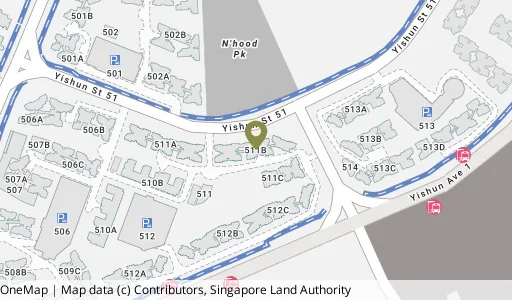 Location map of Blk 511B Yishun St 51, a HDB resale block in Yishun, Singapore