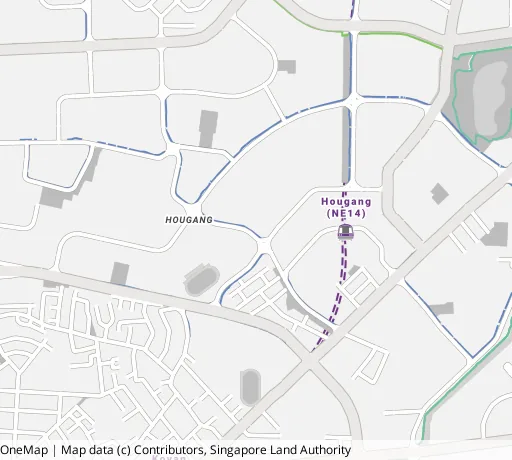 Map of the area around Blk 512 Hougang Ave 10 in Hougang, showing 400 m and 1 km rings and 5 primary schools within 1 km