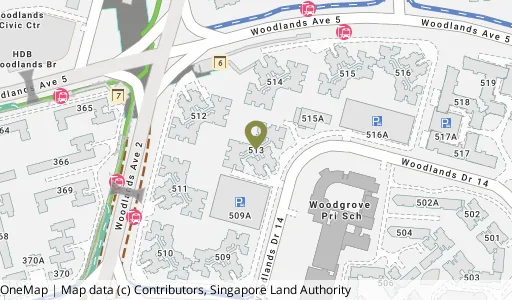 Location map of Blk 513 Woodlands Dr 14, a HDB resale block in Woodlands, Singapore