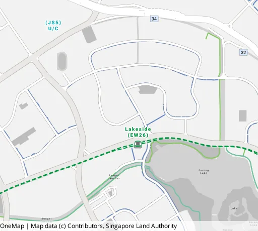Map of the area around Blk 514 Jurong West St 52 in Jurong West, showing 400 m and 1 km rings and 4 primary schools within 1 km