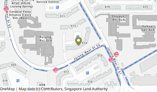 Location map of Blk 514 Jurong West St 52, a HDB resale block in Jurong West, Singapore