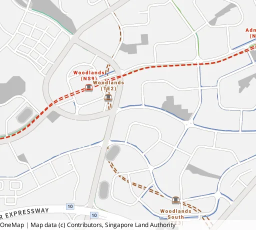 Map of the area around Blk 514 Woodlands Dr 14 in Woodlands, showing 400 m and 1 km rings and 6 primary schools within 1 km