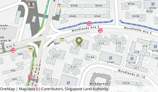 Location map of Blk 514 Woodlands Dr 14, a HDB resale block in Woodlands, Singapore