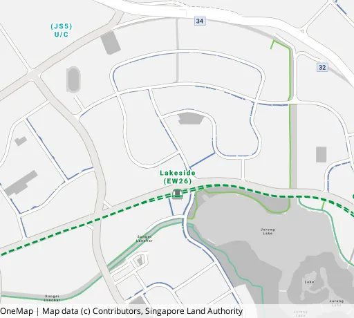 Map of the area around Blk 515 Jurong West St 52 in Jurong West, showing 400 m and 1 km rings and 4 primary schools within 1 km