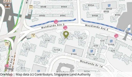 Location map of Blk 515 Woodlands Dr 14, a HDB resale block in Woodlands, Singapore