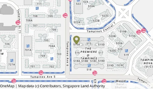 Location map of Blk 515A Tampines Ctrl 7, a HDB resale block in Tampines, Singapore