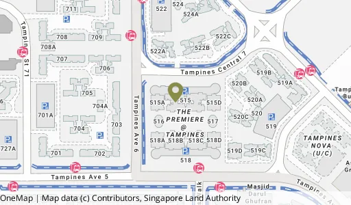 Location map of Blk 515B Tampines Ctrl 7, a HDB resale block in Tampines, Singapore