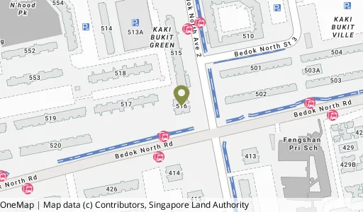 Location map of Blk 516 Bedok Nth Ave 2, a HDB resale block in Bedok, Singapore
