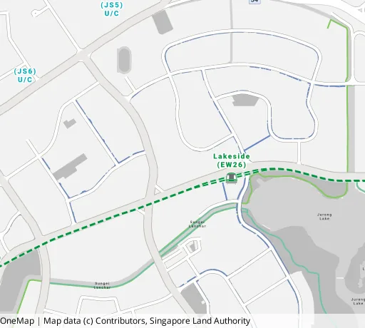 Map of the area around Blk 518 Jurong West St 52 in Jurong West, showing 400 m and 1 km rings and 4 primary schools within 1 km