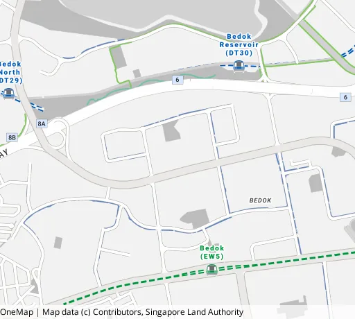Map of the area around Blk 519 Bedok Nth Ave 1 in Bedok, showing 400 m and 1 km rings and 4 primary schools within 1 km