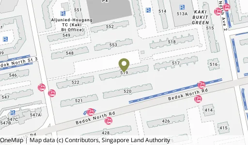 Location map of Blk 519 Bedok Nth Ave 1, a HDB resale block in Bedok, Singapore