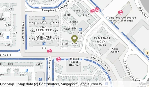 Location map of Blk 519C Tampines Ctrl 8, a HDB resale block in Tampines, Singapore