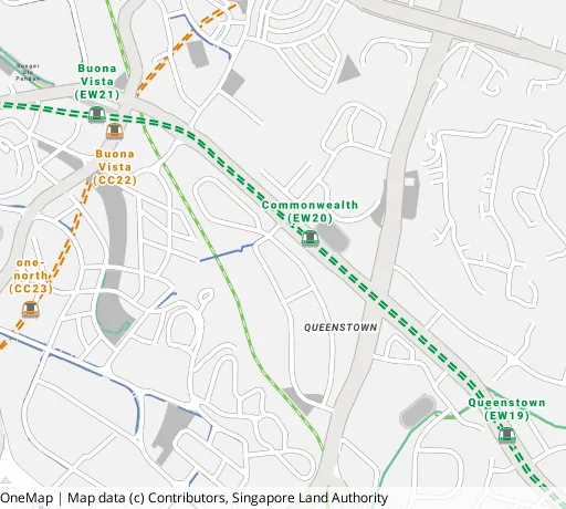 Map of the area around Blk 52 C'wealth Dr in Queenstown, showing 400 m and 1 km rings and 1 primary school within 1 km