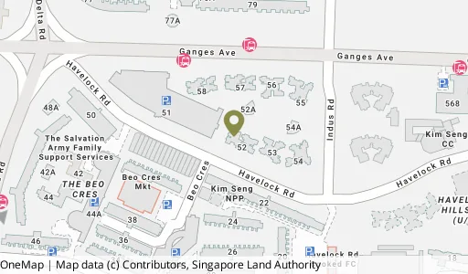 Location map of Blk 52 Havelock Rd, a HDB resale block in Bukit Merah, Singapore