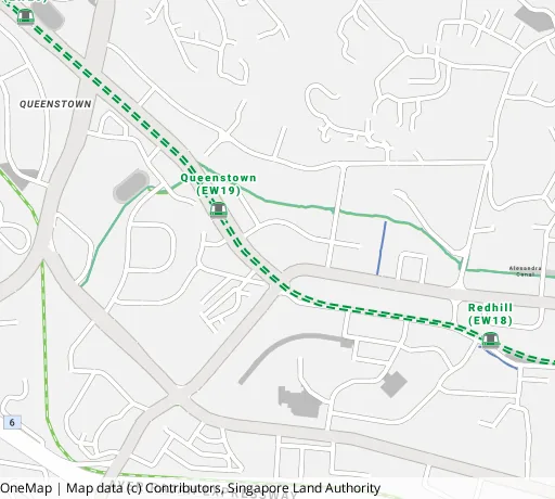 Map of the area around Blk 52 Strathmore Ave in Queenstown, showing 400 m and 1 km rings and 1 primary school within 1 km