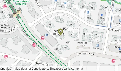 Location map of Blk 52 Strathmore Ave, a HDB resale block in Queenstown, Singapore