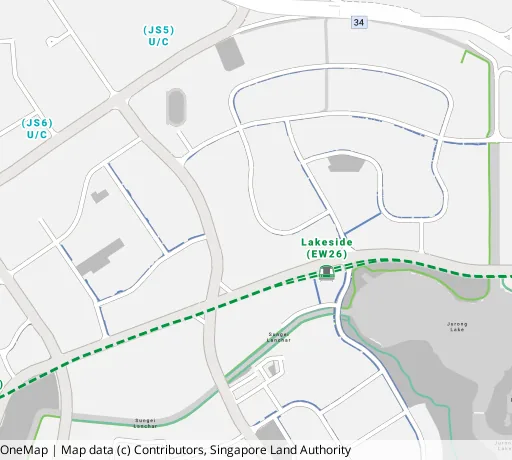 Map of the area around Blk 520 Jurong West St 52 in Jurong West, showing 400 m and 1 km rings and 4 primary schools within 1 km