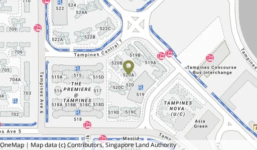 Location map of Blk 520A Tampines Ctrl 8, a HDB resale block in Tampines, Singapore