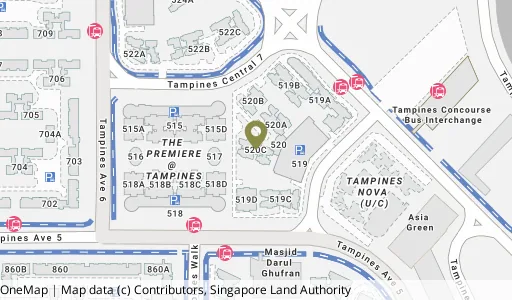 Location map of Blk 520C Tampines Ctrl 8, a HDB resale block in Tampines, Singapore