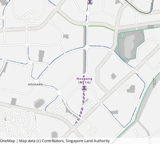 Map of the area around Blk 522 Hougang Ave 6 in Hougang, showing 400 m and 1 km rings and 5 primary schools within 1 km