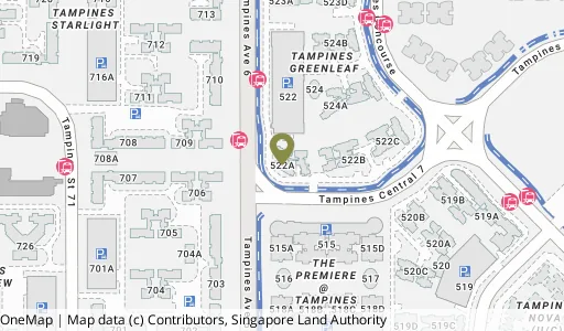 Location map of Blk 522A Tampines Ctrl 7, a HDB resale block in Tampines, Singapore